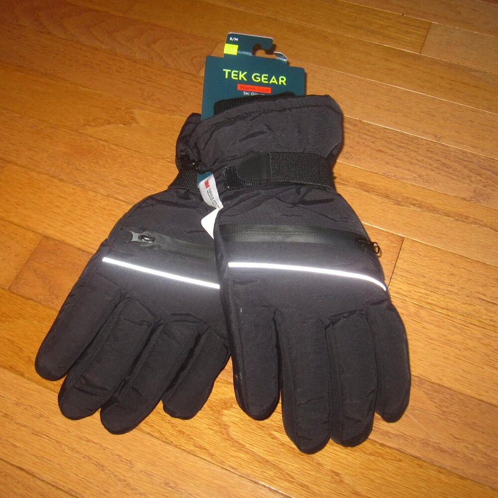 Tek Gear S/M Black Water Resistant Touchscreen Winter Ski Gloves Thinsulate 3M